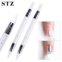 Acrylic Silicone Nail Brush 3D Carving Mirror Powder Glitter Rubbing Painting Drawing Dotting Tools Manicure Nail Art Pen #D003 Artist Brushes Tools