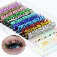 Mixed ColorGlitter Eyelash Extension Colorful False Shiny Lash Glitter Individual Makeup Lash for Christmas Party Glitter Lashes