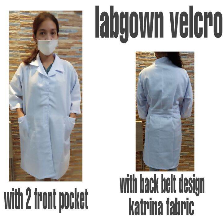 Laboratory Gown UNISEX white katrina labgown velcro buttons opening