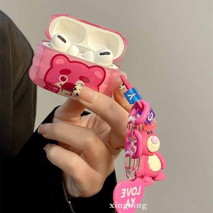 เคสหูฟัง-ลายการ์ตูนหมีน่ารัก-สีชมพู-สําหรับ-airpods-3-2nd-generation