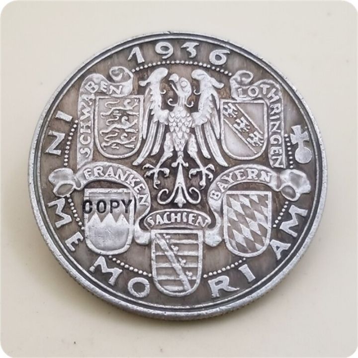 1936เยอรมนี-เหรียญรีชเหรียญที่สาม1000ปีที่ระลึกของไฮน์ริช-i-ออกแบบโดยเหรียญเลียนแบบ-karl-goet