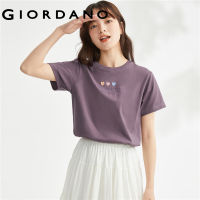 GIORDANO Women T-Shirts Smile Face Print 100% Cotton Tee Summer Short Sleeve Crewneck Comfort Fashion Casual Tshirts 13323315