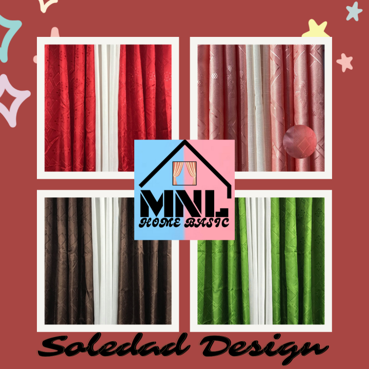 3 in 1 Set Ring Curtains Soledad Design (Satin Fabric) Lazada PH