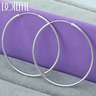 【YP】 DOTEFFIL 925 Sterling 35/50/60mm Big Hoop Earrings Wedding Engagement Jewelry
