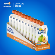 Thùng 10 Gói Trái cây nghiền vị táo và đào Agusha 90g gói dành cho bé từ 6