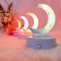 LED Night Light Cute Crescent Moon Night Lamp Kids Room Bedside Bedroom Living Room Decor Ins Student Gift Bedside Lamp Night Lights