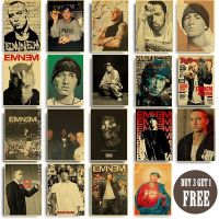 ❄™◊ แร็ปเปอร์อเมริกันที่มีชื่อเสียง Eminem Art โปสเตอร์ Retro กระดาษคราฟท์สติกเกอร์ DIY Room Bar Cafe Room Wall Decor