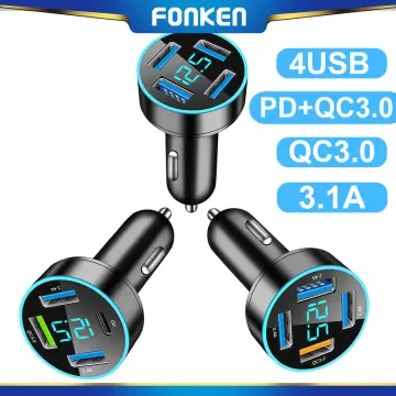 Cheap FONKEN 3.1A Usb Car Charger 2 Port Car Phone Charger For