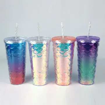 Portable Double Layer Mermaid Straw Cup - Perfect For Summer Outdoors,  Camping & Gifts! - Temu