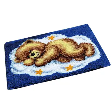 White Cartoon Bear Latch Hook Kits Pillow Crochet Yarn Rug Pre-Printed  Cushion Needlework Pillowcase Hook and Latch Kit Christmas Home Sofa  Decoration