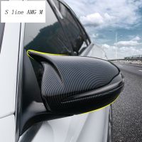 Car Styling Carbon Fiber For Mercedes Benz C E Class W205 W213 GLC Rearview Mirror Frame Door Horn Covers Stickers Accessories