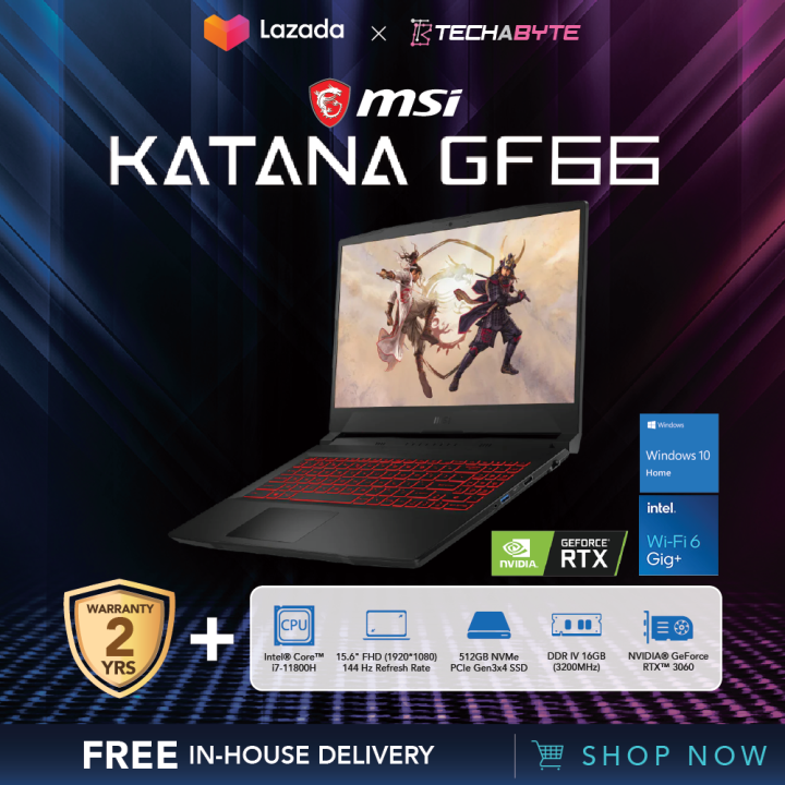MSI GF66 11UE 15.6" FHD i711800H RTX 3060 16GB DDR4 6GB