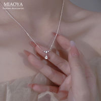 MIAOYA Fashion Jewelry Shop INS จี้ทรงหยดน้ำอินเทรนด์สำหรับผู้หญิง สร้อยคอเพทายเงาสำหรับนักเรียน ของขวัญวันเกิดที่สวยงาม