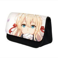 Violet Evergarden Lovely Anime Pencil Case Student Pen Box Stationery Pouch Zipper Large Capacity Double Layer Pen Storage Bag