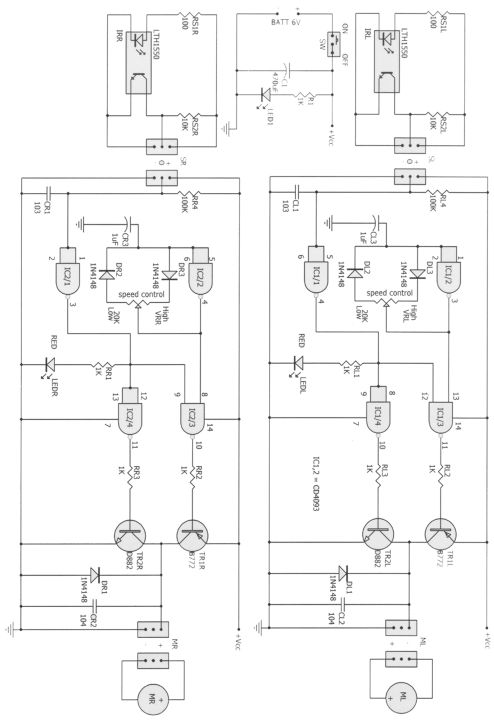 ap106-หุ่นยนต์วิ่งตามเส้น-ดิจิตอล-บีม-หุ่นยนต์-ดิจิตอล-บีม-เดินตามเส้นแบบใช้-ic-ใช้ไอซีเกตเบอร์-cd4093