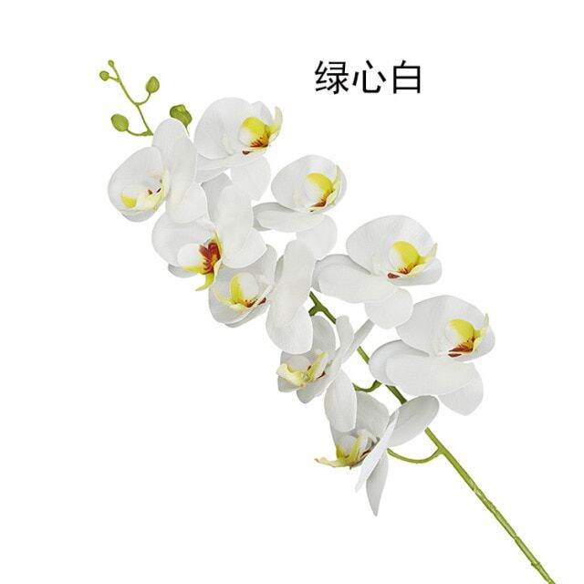 การจำลองสาขาเดียวดอกไม้ปลอมการพิมพ์3d-9หัว-phalaenopsis-กล้วยไม้รู้สึกเหมือนจริงสำหรับตกแต่งบ้านงานแต่งงานth