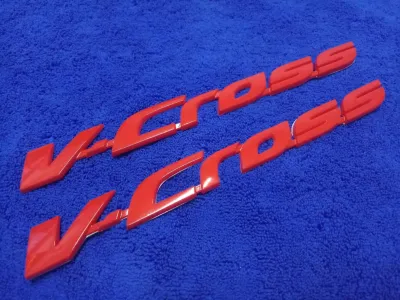 AD.โลโก้ V-cross สีแดง 2.5×25 แพ็คคู่ 2ชิ้น