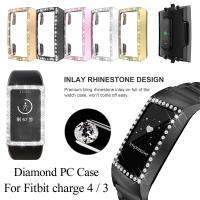 เคสนาฬิกาประดับเพชร PC กรอบกันกระแทกแบบครอบเต็มกรอบสำหรับ Fitbit Charge 4 3สายอุปกรณ์เสริมสำหรับนาฬิกาอัจฉริยะ Fibit Charge 3