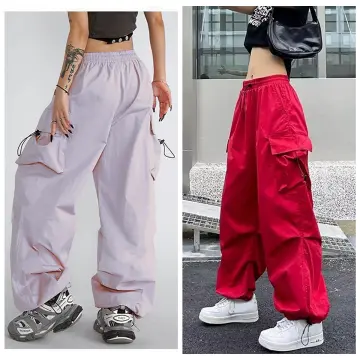 Hip Hop Casual Baggy Pants Women Red Joggers Sweatpants Female Trousers  Korean Style High Waist Pants Y2K Harajuku Streetwear
