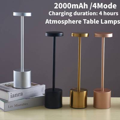 LED Desk Lamp USB Touch Dimming Metal Table Lamps Wireless Rechargeable Night Light For Coffee Bar Restaurant Bedside Reading Night Lights