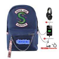 【LZ】❒▼  Harajuku Novidade Cool School Bags TV Riverdale Temporada 5 USB Sacos De Viagem Impresso Oxford Waterproof Notebook Mochilas De Ombro