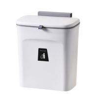 9L Kitchen Hanging Trash Can with Lid Cabinet Door Compost Bin Mountable Garbage Rubbish Food Waste Basket Basin Bucket for