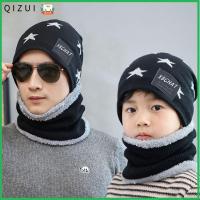 QIZUI 2Pcs เด็ก ที่อุ่นคอ ถัก หมวกสกีหิมะ หมวกผ้าพันคอชุด ผ้าพันคอสนู้ด หมวกขนแกะ