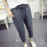 【freesize】เอว 25-34 / สะโพก 37-42 / ยาว34【height 158-170can wear】ฝ้ายและผ้าลินิน Fashion casual pantsอัปเกรดเวอร์ชัน ฤดูร้อน สะดวกสบายและระบายอากาศ