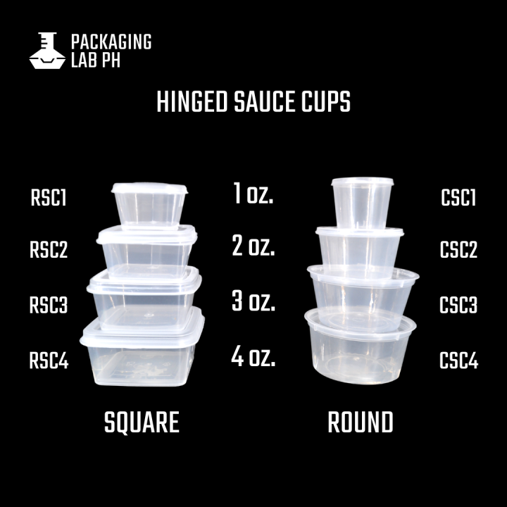 Disposable Square Sauce Cups With Hinged Lid