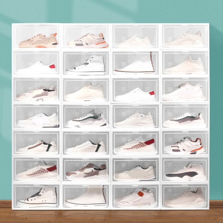 clamshell-shoe-box-stackable-sneakers-sports-shoe-organizer-drawer-case-plastic-shoebox-display-rack
