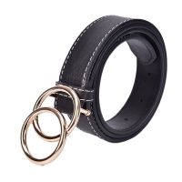 [Ready Highbuying] New Women Double Ring Circle Buckle Belt Waistband Female Lady Wide Jeans Belts