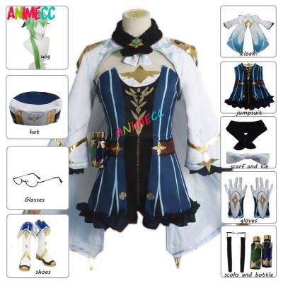 ANIMECC Genshin Impact Sucrose Cosplay Costume Saccharose Wigs Anime Suit Dress Uniform Halloween Party Outfit For Women Girls