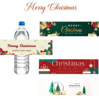 10pcs Merry Christmas Adhesive Stickers Water Bottle Labels Xmas Wine Bottle Label For Christmas Party Decorations