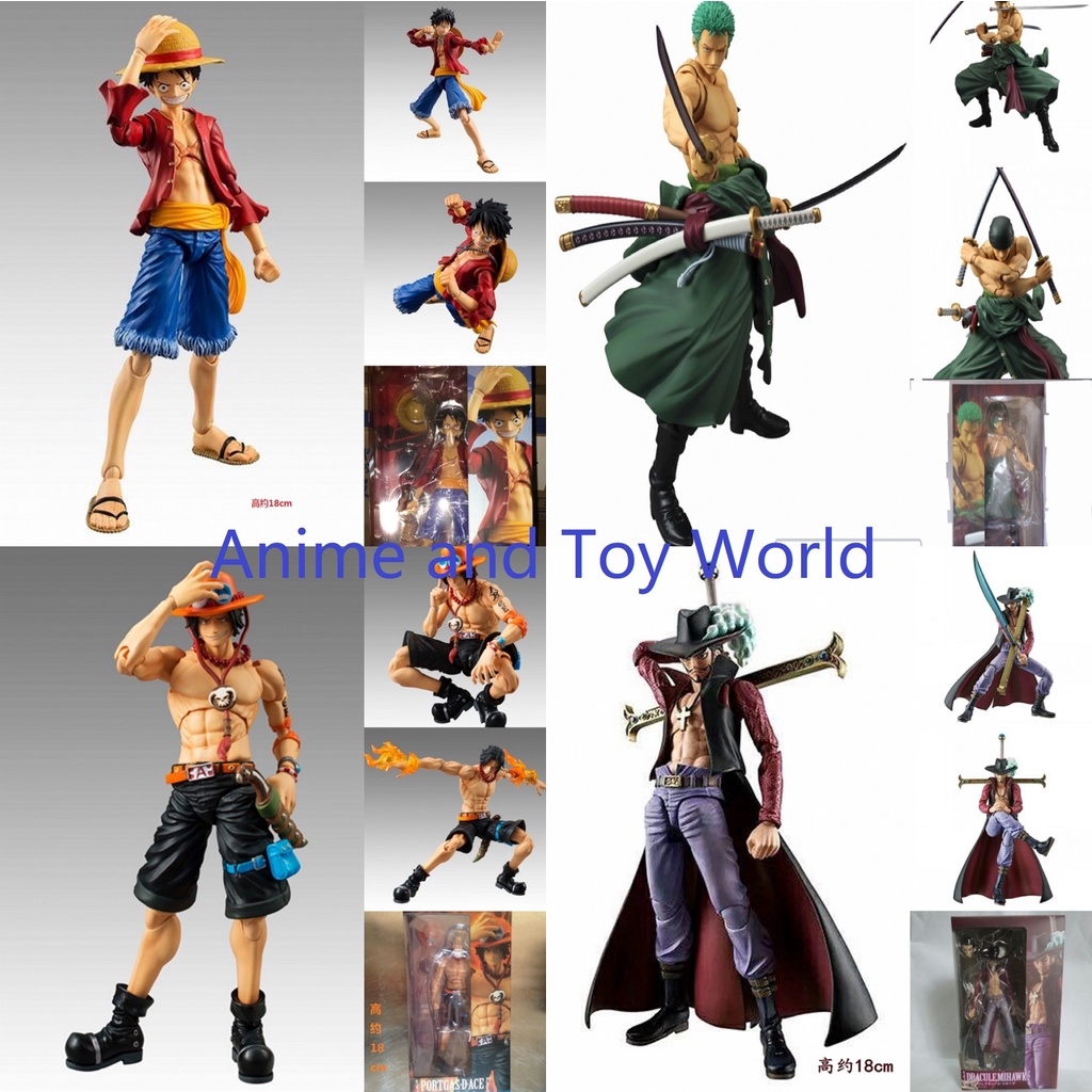 Anime One Piece Luffy Zoro Dracule Mihawk Ace Movable Action Figure PVC Toys 