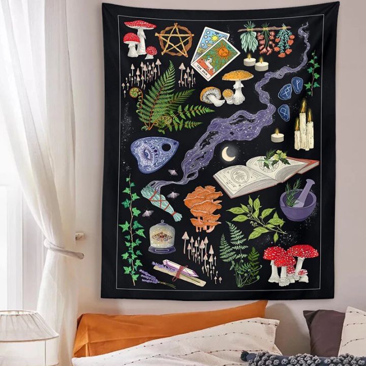 amanite-mushroom-tapestry-divination-psychic-wall-hanging-hippie-boho-cute-room-decoration-tapestries-psychedelic-home-decor-tapestries-hangings