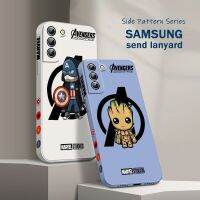 [Hot K] มาร์เวลเคสโทรศัพท์กัปตันอเมริกาไอรอนแมนสำหรับ Samsung S22 S21 S20 S10 FE Note 20 10อัลตร้าไลท์บวกของเหลวปลอกเชือกซ้าย