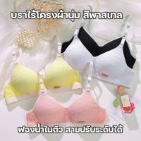 สินค้าพร้อมส่งจากไทย?Anglebra?(N802) บราไร้โครงแฟชั่นเกาหลี สีพลาสเทลสดใส สายถอดได้