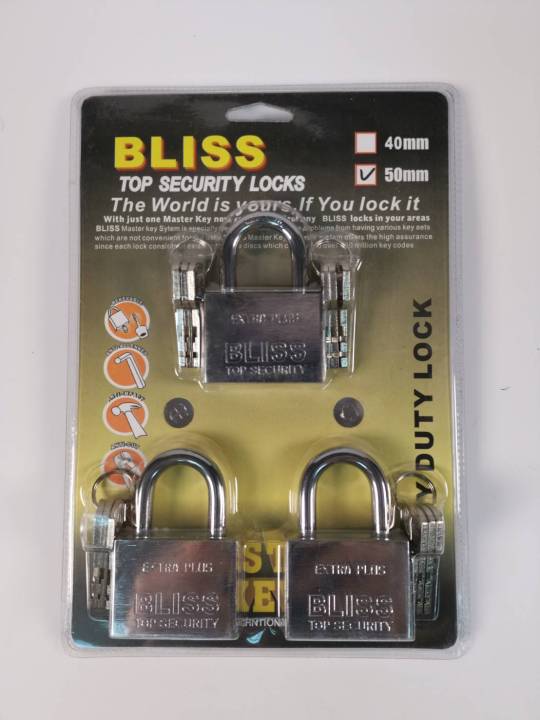 bliss-กุญแจระบบลูกปืนมาสเตอร์คีย์-50มิล-เซ็ท-2-3-4-5-ชุด-กุญแจมาสเตอร์คีย์ไขได้ในดอกเดียว