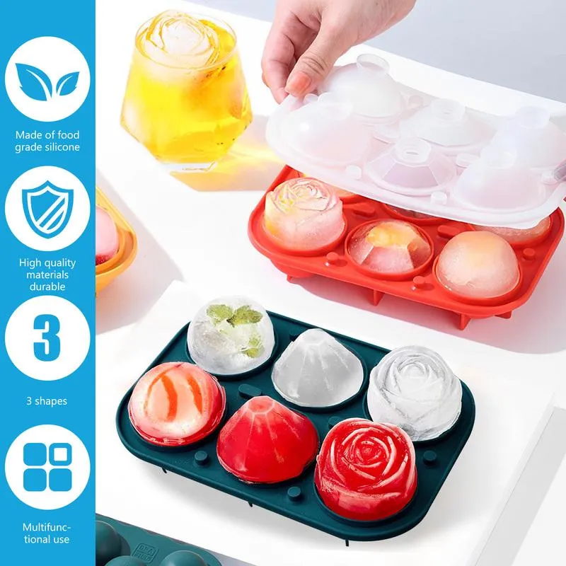 2pcs Silicone Ice Cube Trays,Easy Release Large Ice Cube Tray,Ice ball Trays  with Lids 