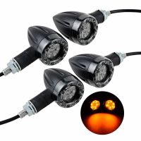 4X Universal Motorcycle Integrated Red Amber LED Turn Signal Running Brake Light Indicator Lamp