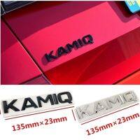 KAMIQ สติกเกอร์โลหะสีดำสีเงิน3มิติสำหรับท้ายรถด้านหลังของป้ายสัญลักษณ์ติดฉลากโลโก้เครื่องประดับแต่งรถ