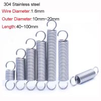 【LZ】 2Pcs/lot 304 Stainless Steel Open Hook Tension Spring Pullback Extension Tension Coil Spring Wire Diameter 1.6mm OD 10 20mm