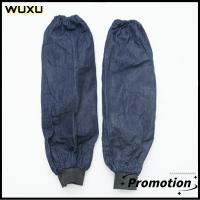 WUXU 1Pair ผ้าผ้าทอ ถุงมือกันแดดกันหนาว สีทึบทึบ สีฟ้าสีฟ้า การป้องกันมลพิษน้ำมัน ใช้งานได้หลากหลาย แขนเสื้อแขน อุปกรณ์สำหรับห้องครัว