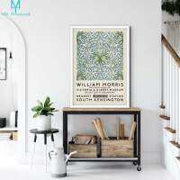 นิทรรศการ William Morris, Harebell Pattern, Victoria Museum Vintage Print London Underground, การตกแต่งบ้าน, ผนังศิลปะ 1pcs ภายในกรอบหรือไม่มีกรอบ (การปรับแต่งรวมถึงภาพวาดและกรอบผ้าใบ)