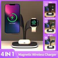 ZZOOI Magnetic 15W Wireless Charger For iPhone 13 12 Mini Adjustable Light 4 IN 1 Fast Charging Dock Station For Airpods Apple Watch 7