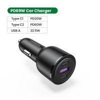 UGREEN Car Charger 65W USB Type C Dual Port PD QC 4.0 3.0 Fast Charging For Laptop Car Phone Charger For iPhone 13 12 Samsung