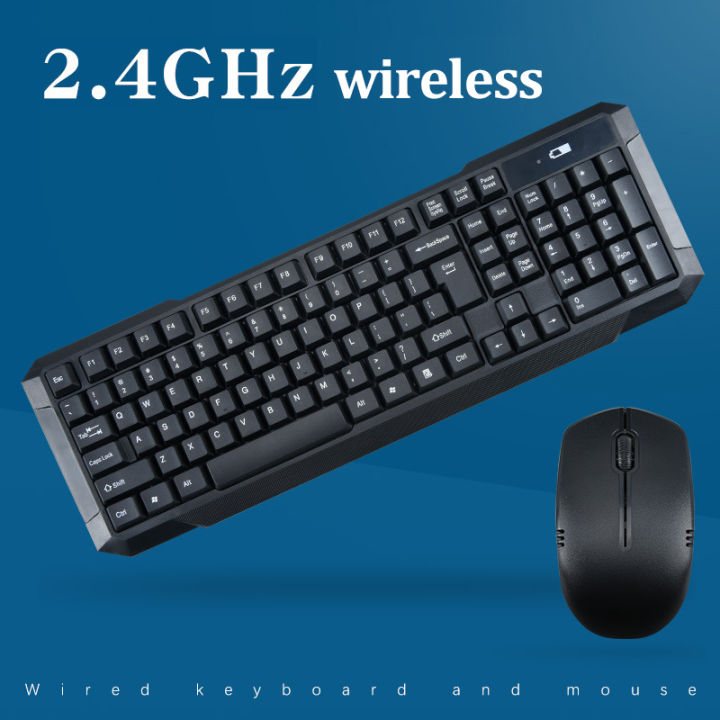 คีย์บอร์ดและเมาส์ไร้สาย-ชุดแป้นพิมพ์และเมาส์-keyboard-and-mouse-set-2-4ghz-wireless-keyboard-usb-คีย์บอร์ดเกมมิ่ง-black