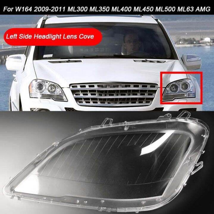 2ชิ้นสำหรับ-mercedes-benz-w164-2009-11มล-class-ไฟหน้ารถฝาปิดเลนส์ใสเปลือกโป๊ะซ้ายและขวา