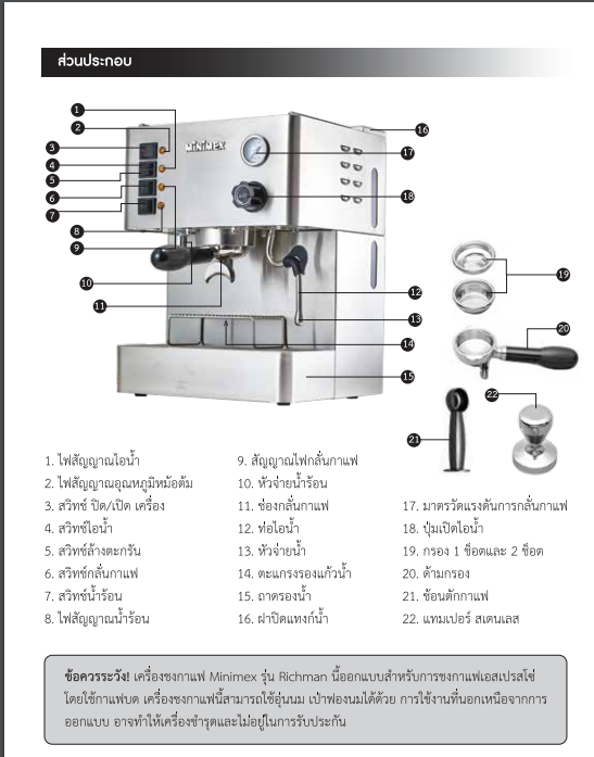 minimex-เครื่องชงกาแฟ-สด-รุ่น-richman-เครื่องชงกาแฟเอสเพรสโซ-แรงดัน-15-บาร์-ระบบ-pre-infusion-ประกัน-1-ปี