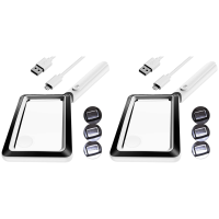 2pcs 4X Rechargeable Magnifying Glass with Light 20LEDs, Handheld Rectangular Page Lighted Magnifier, 3 Brightness Modes